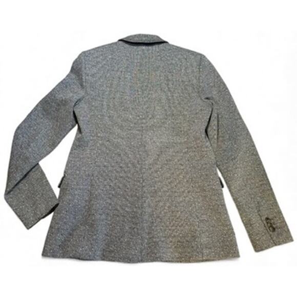 Theory Dancey K Tweed Blazer Sz 8 Black White Preppy Work Academia Capsule Brit - Picture 2 of 14